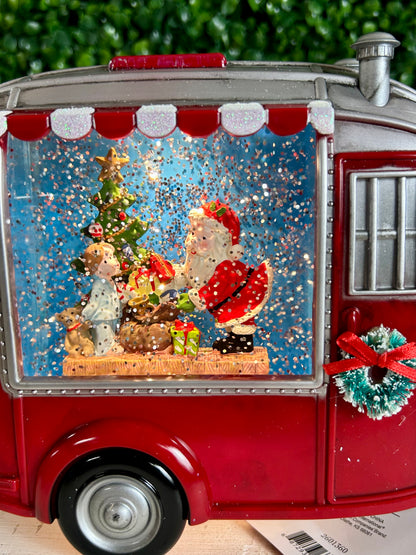 Gerson 2601360 Battery Operated Lighted Musical Spinning Water Globe Camper with Holiday Figurine 9.4