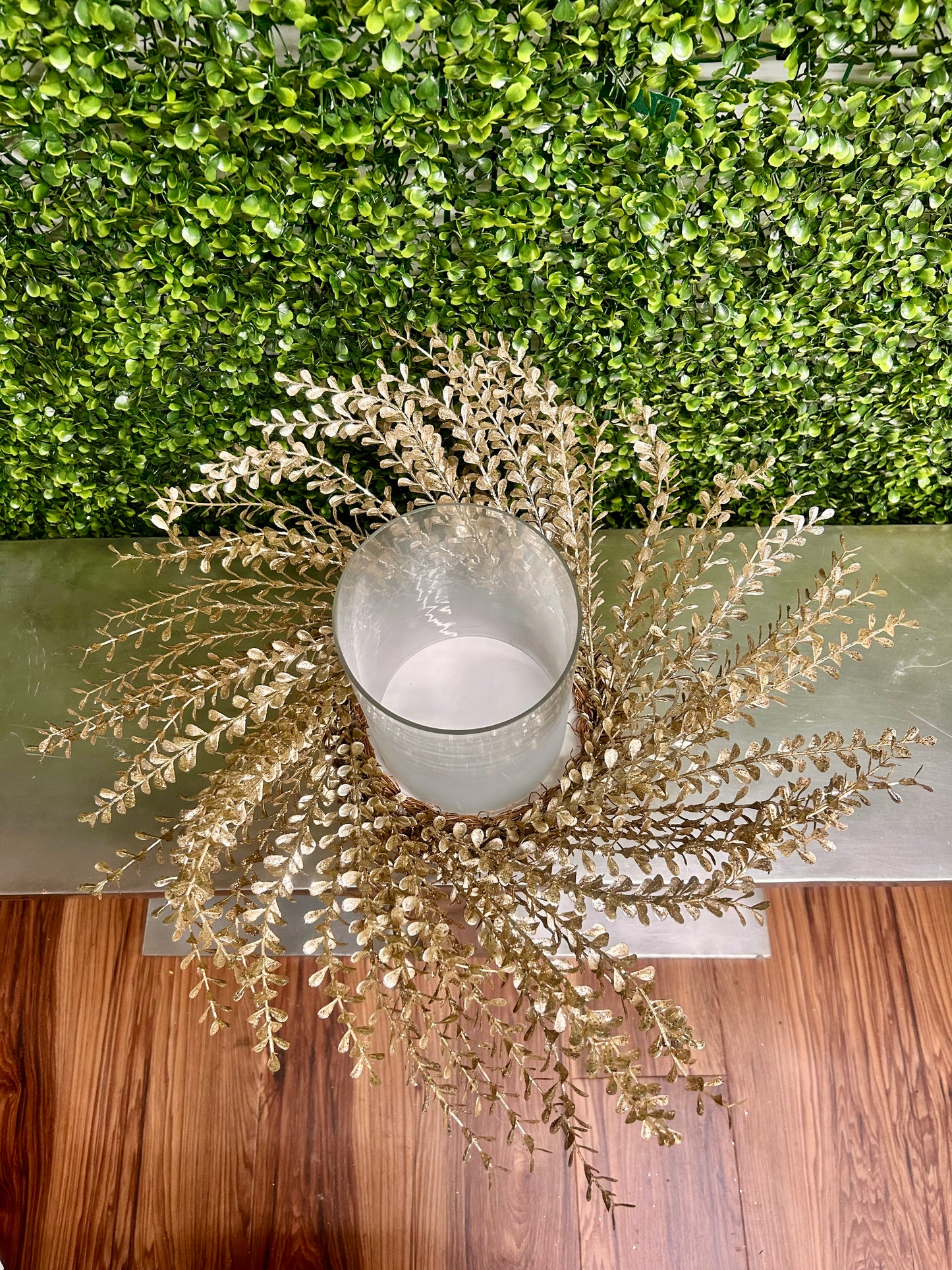 23 Inch Champagne Glittered Candle Ring Wreath Mini Teardrop