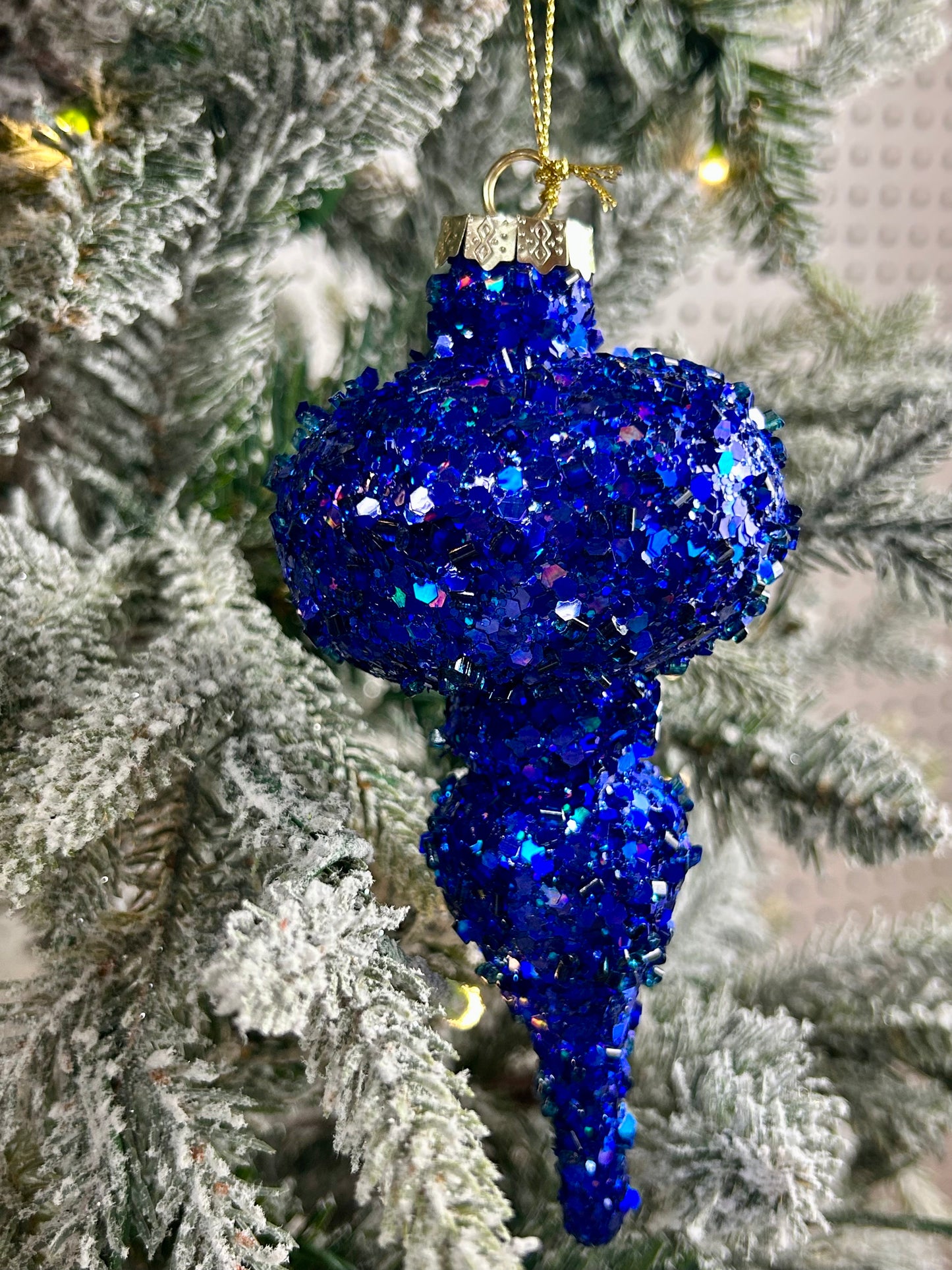 4.5-6.5 Inch Royal Blue Bead And Glitter Ornament Three Styles