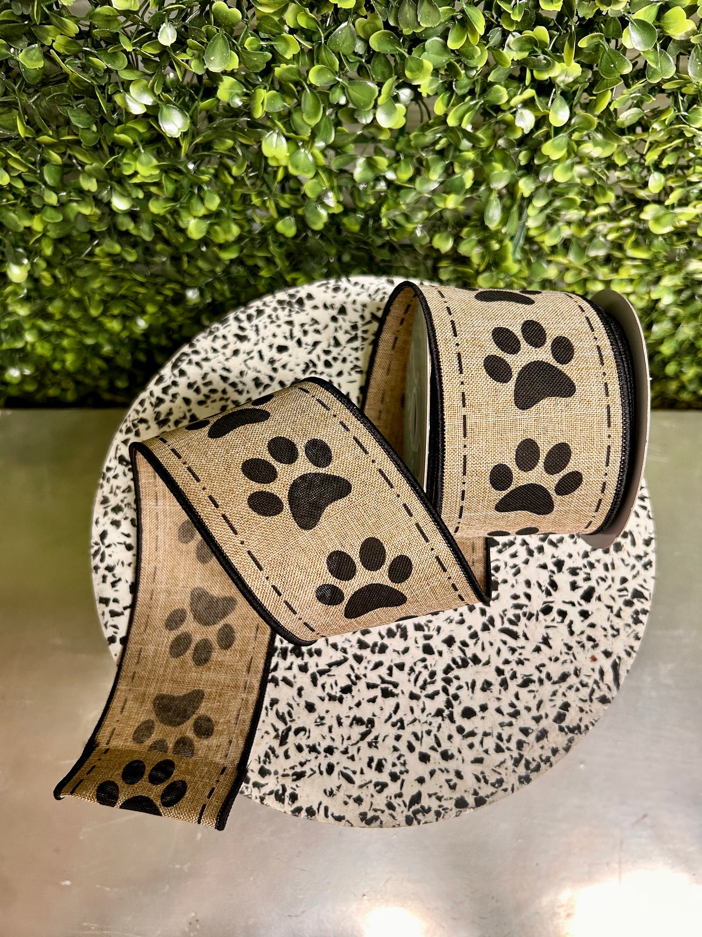 2.5 Inch By 10 Yards Paw Prints On Royal Ribbon