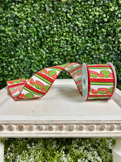 2.5 Inch By 10 Yard Watermelon Stripe Ribbon