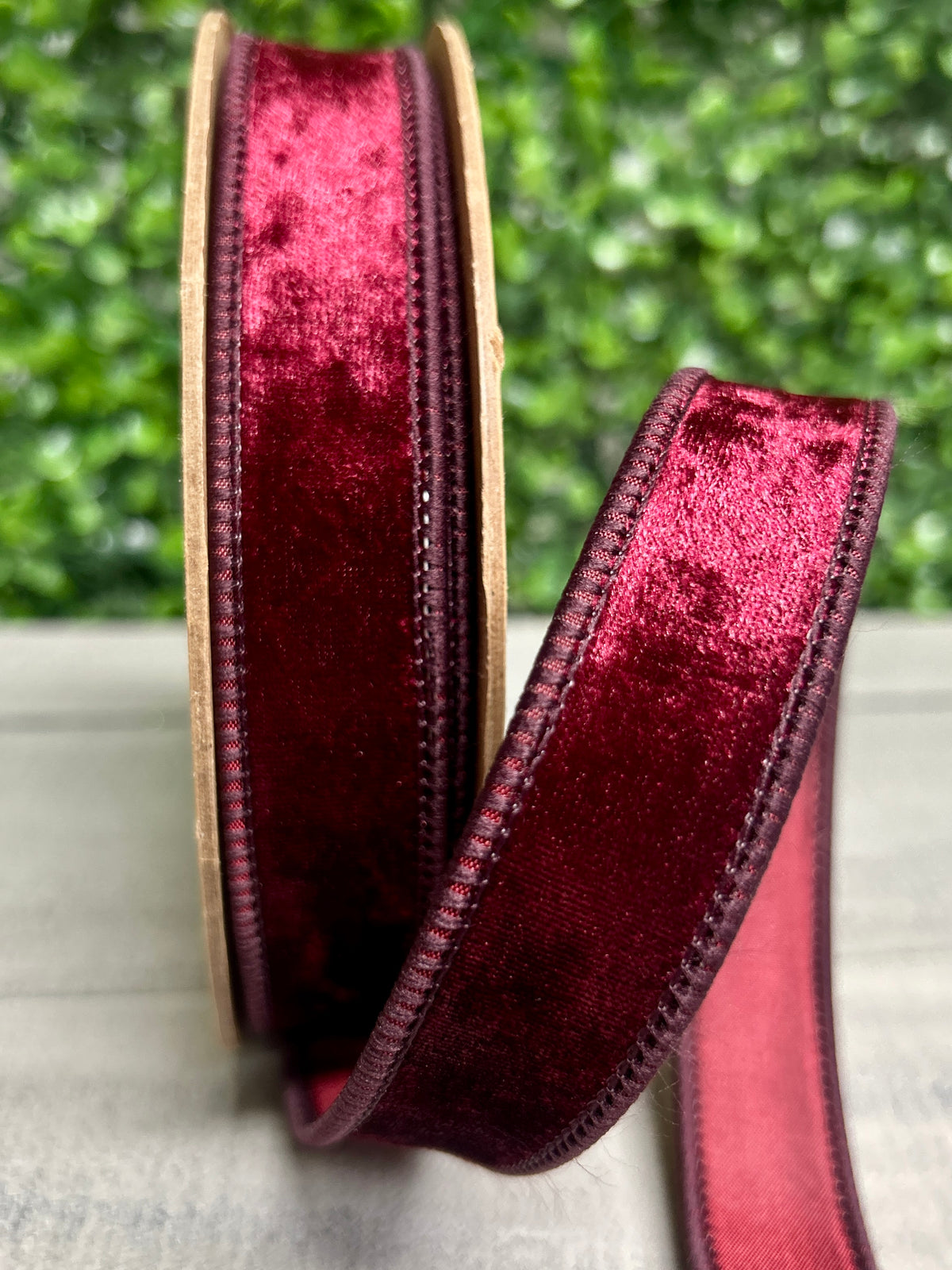 1 Inch By 10 Yard Burgundy Heritage Velvet Ribbon