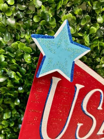 Set Of 2 USA And Stars Stripes Pennants Sign Stakes