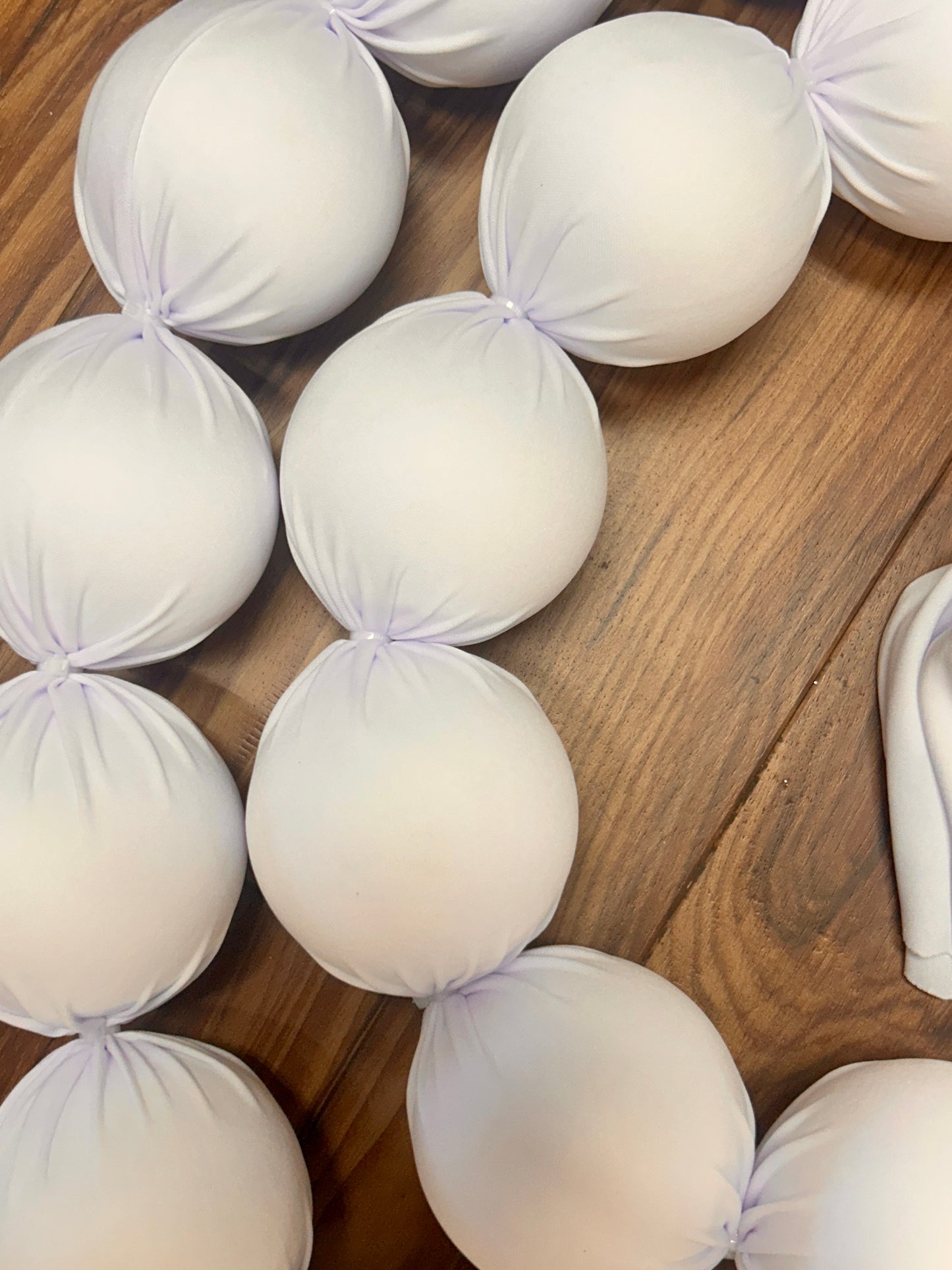 10 Foot White Christmas Fabric Ball Garland