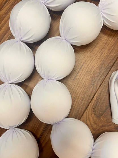 10 Foot White Christmas Fabric Ball Garland