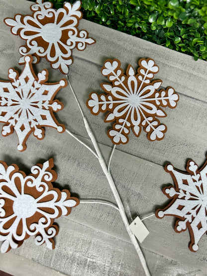29 Inch Felt Gingerbread Snowflake Spray