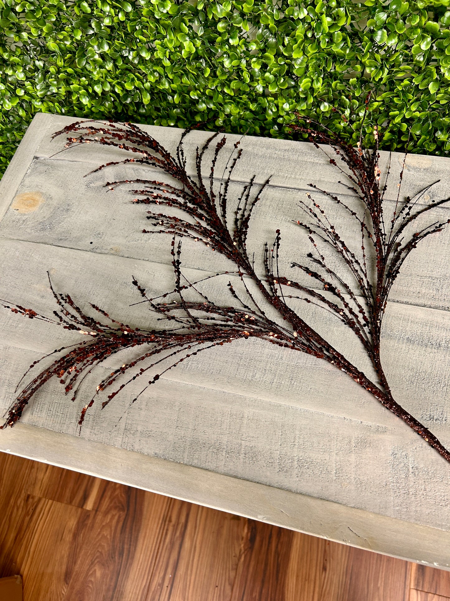 34 Inch Chocolate Glitter Sequin Pampas Grass Spray