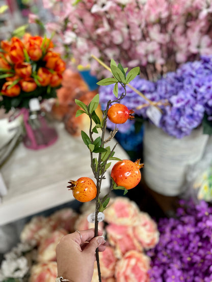 23 Inch Orange Pomegranate Stem