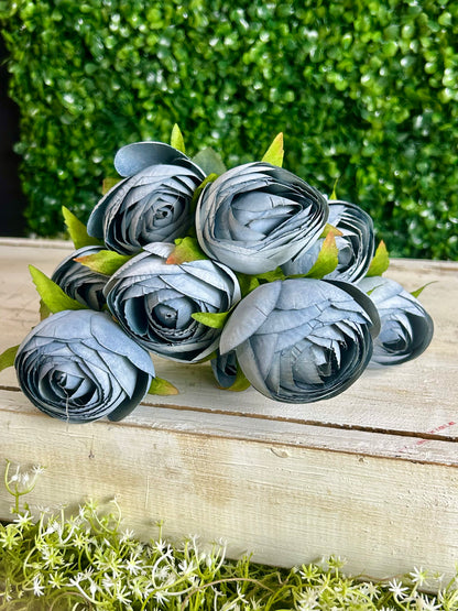 16.5 Inch Grey Ranunculus Bush