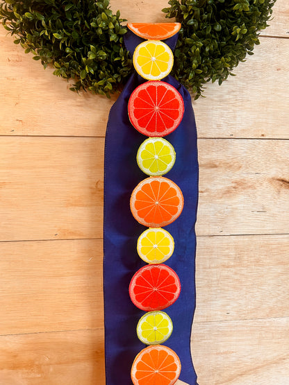D. Stevens 3.5 Inch By 5 Yard Lemon Lime And Orange Felt Embroidered Fruit Garland