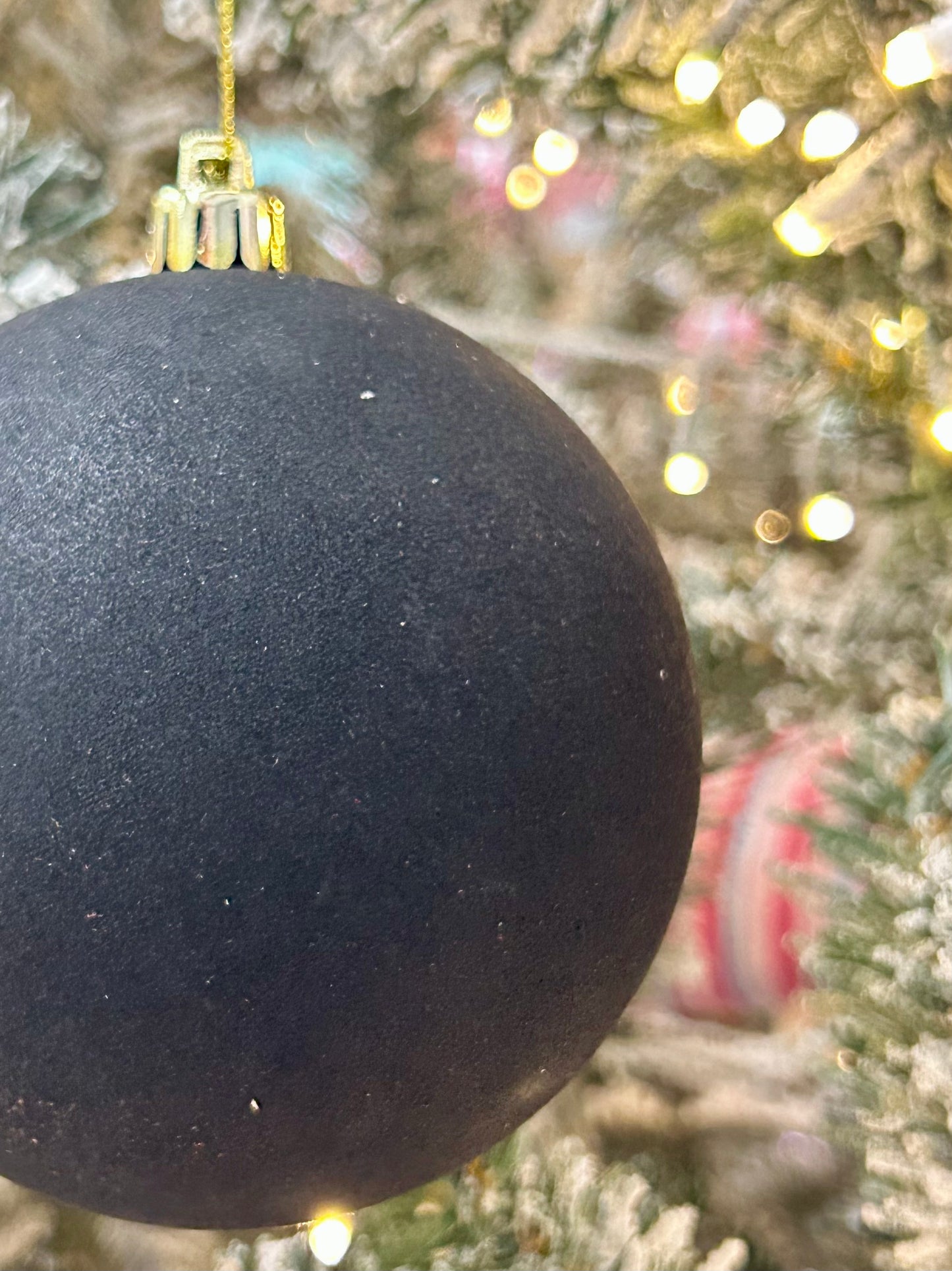 4 Inch Black Smooth Flocked Ball Ornament