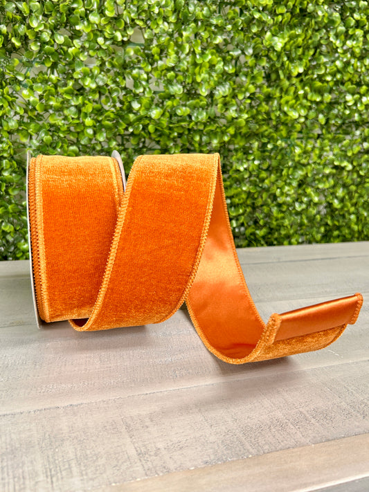 2.5 Inch By 10 Yard Burnt Sienna Deluxe Velvet With Satin Backing Ribbon