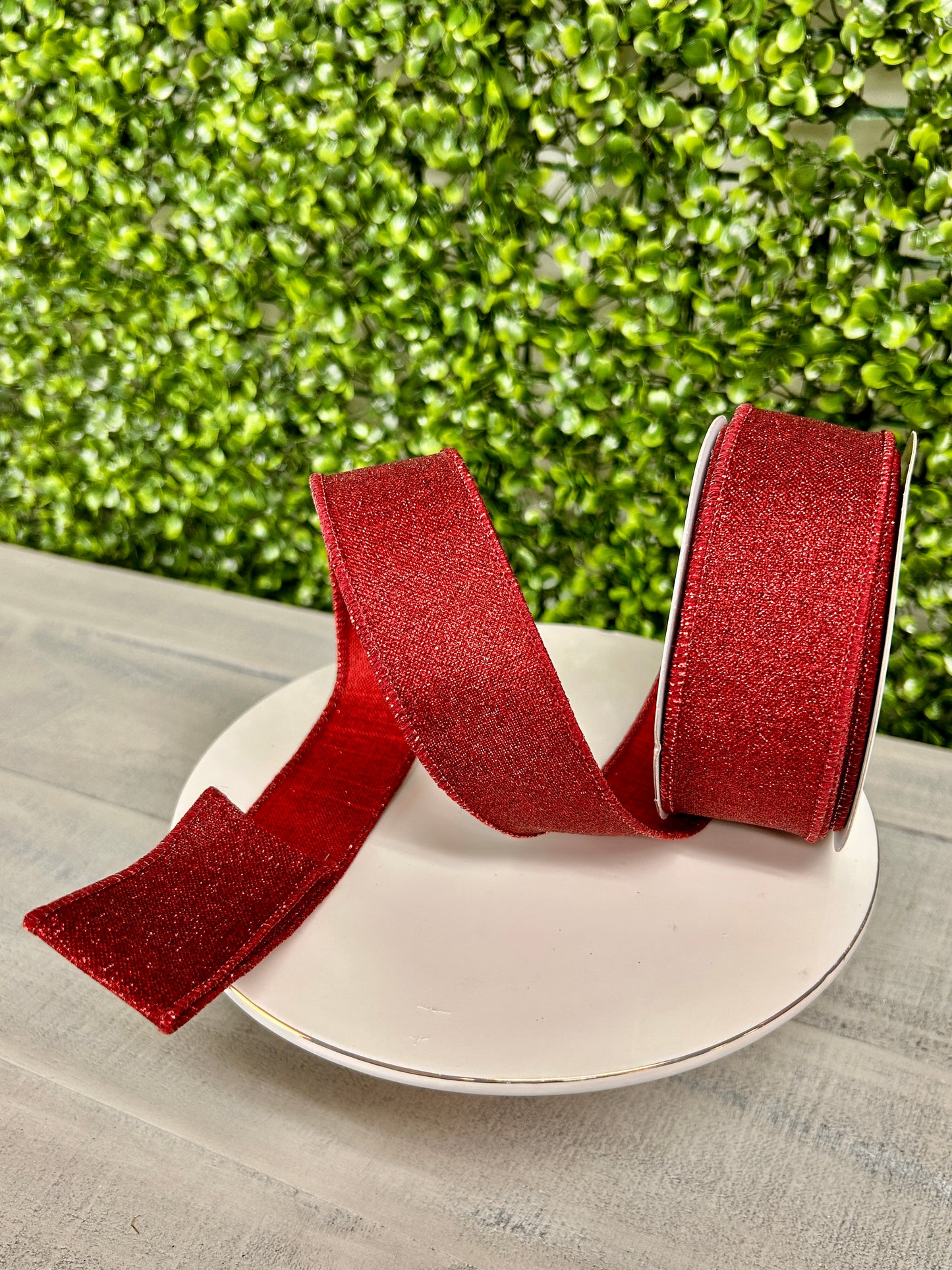 1.5 Inch By 10 Yard Burgundy Fine Glitter On Royal Ribbon