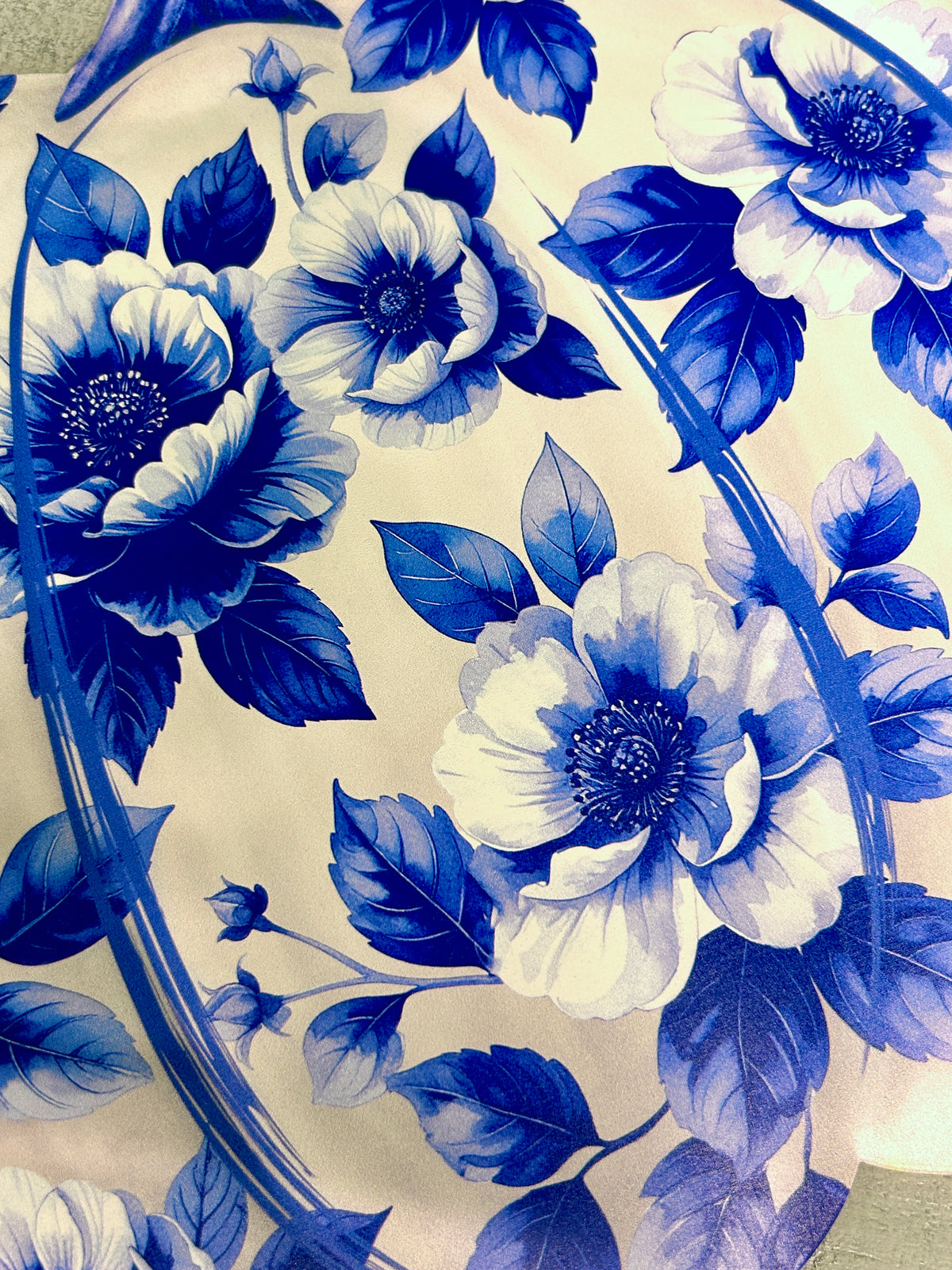 12 Inch Blue And White Chinoiserie Pumpkin Sign