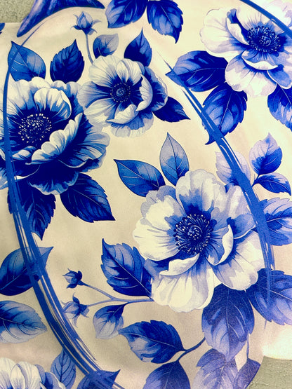 12 Inch Blue And White Chinoiserie Pumpkin Sign