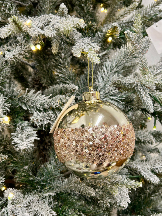 5 Inch Champagne Sequin Ball Ornament