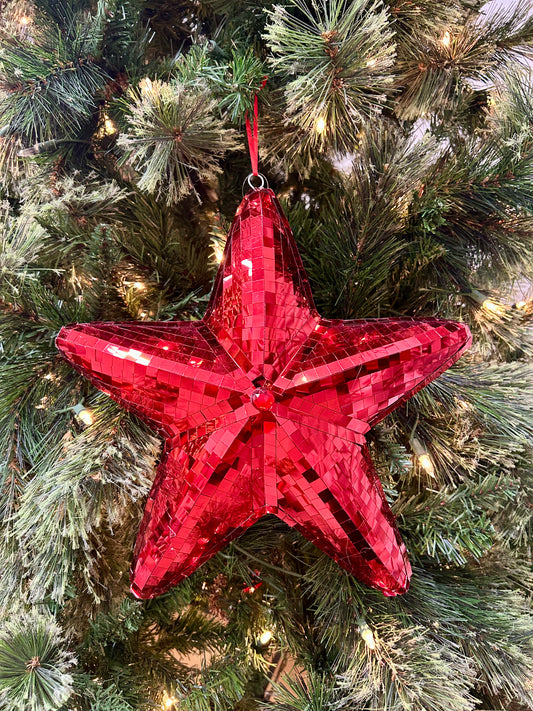 11 Inch Red Mirror Star Ornament