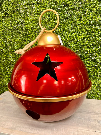 16 Inch Burgundy And Gold Bell Ornament