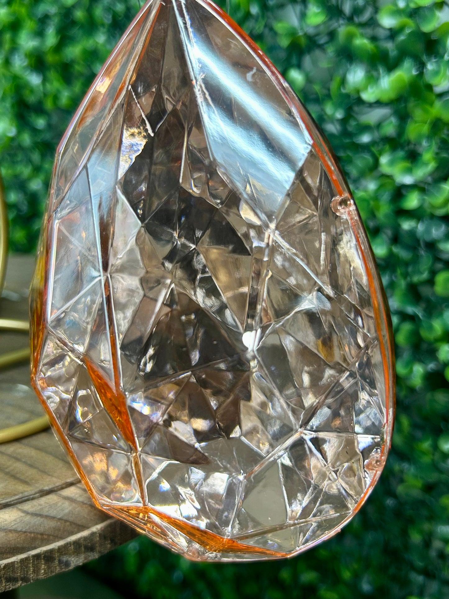 6 Inch Rose Gold Acrylic Rain Drop Diamond Ornament