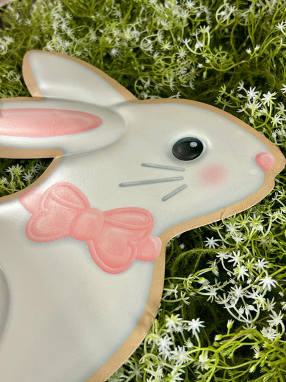 11.5 Inch White Pink And Light Brown Metal Cookie Bunny Sign