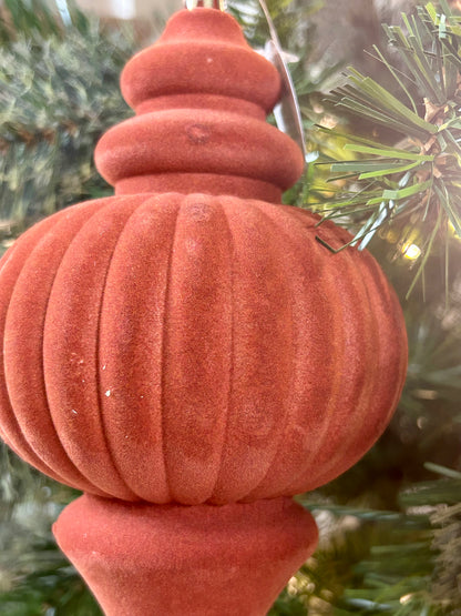 10 Inch Burnt Umber Plastic Flocked Finial Ornament