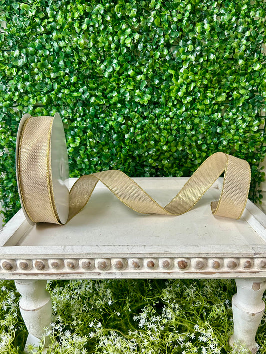 1.5 Inch By 50 Yard Gold Woven Metallic Ribbon