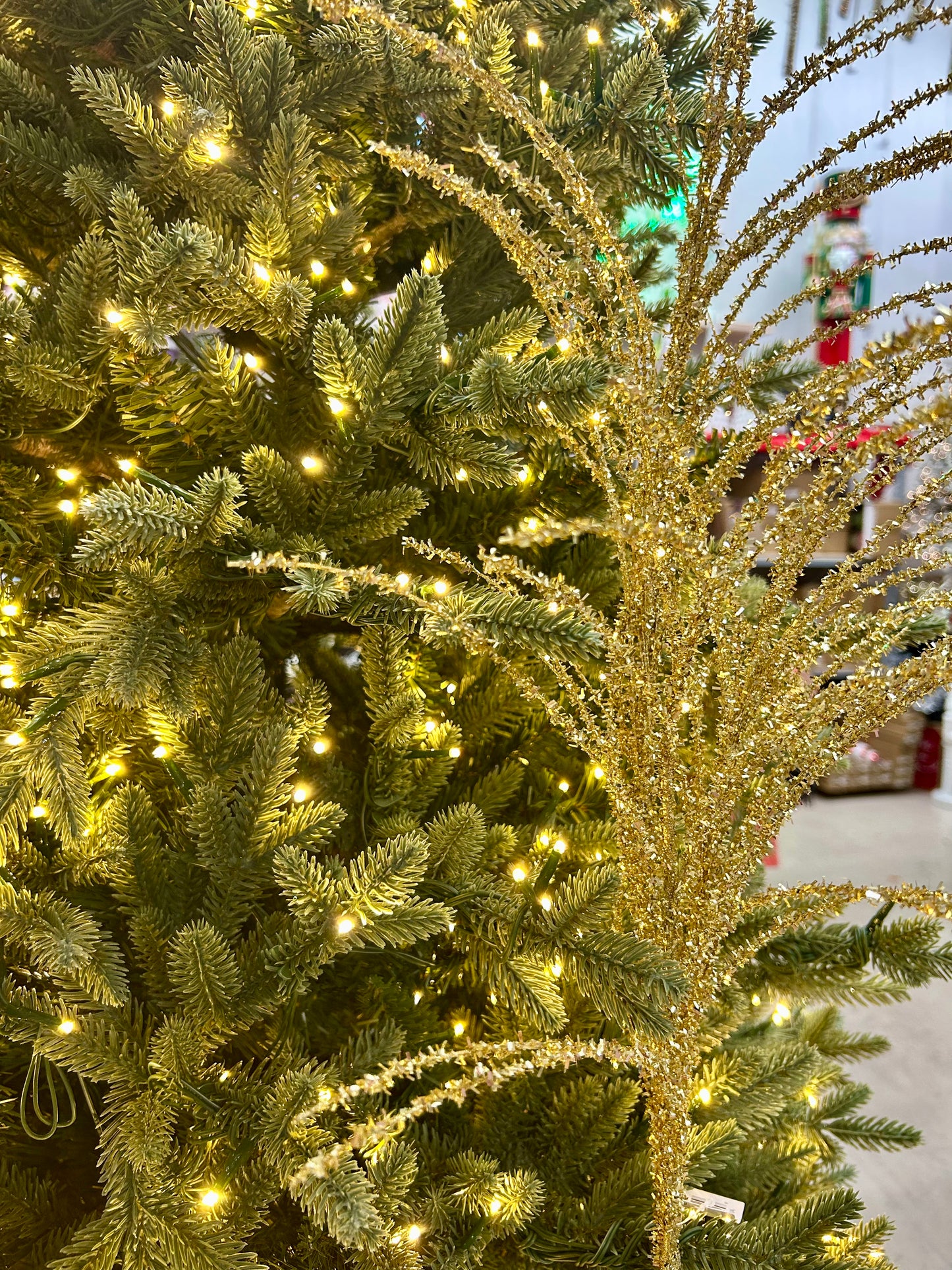 32 Inch Gold Pine Glitter Spray