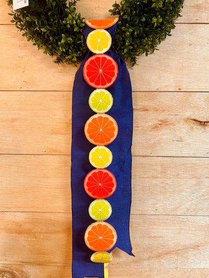 D. Stevens 3.5 Inch By 5 Yard Lemon Lime And Orange Felt Embroidered Fruit Garland