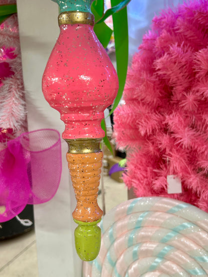 17 Inch Metal Holiday Candy Finial Ornament Two Styles