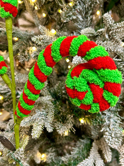 24 Inch Green And Red Faux Sherpa Curl Spray