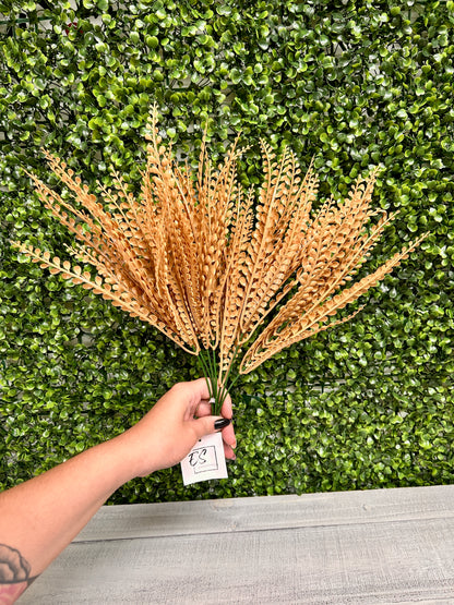 15 Inch Beige Bead Grass Bush