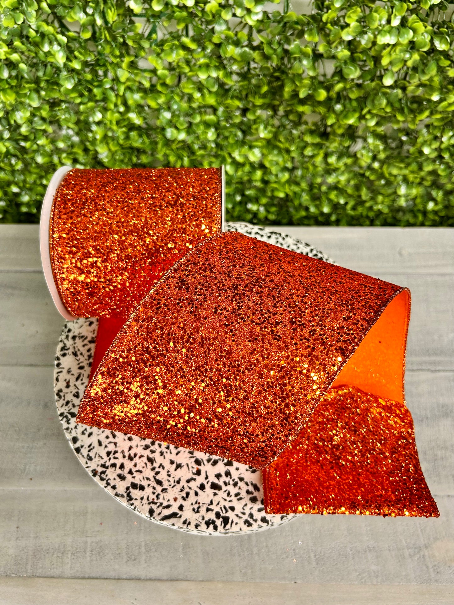 4 Inch By 10 Yard Orange Large Glitter