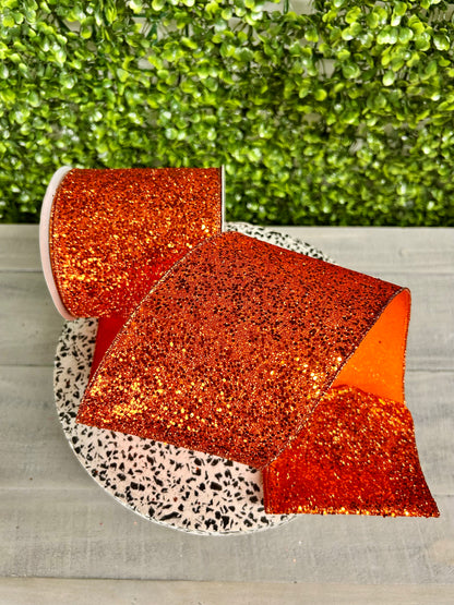 4 Inch By 10 Yard Orange Large Glitter