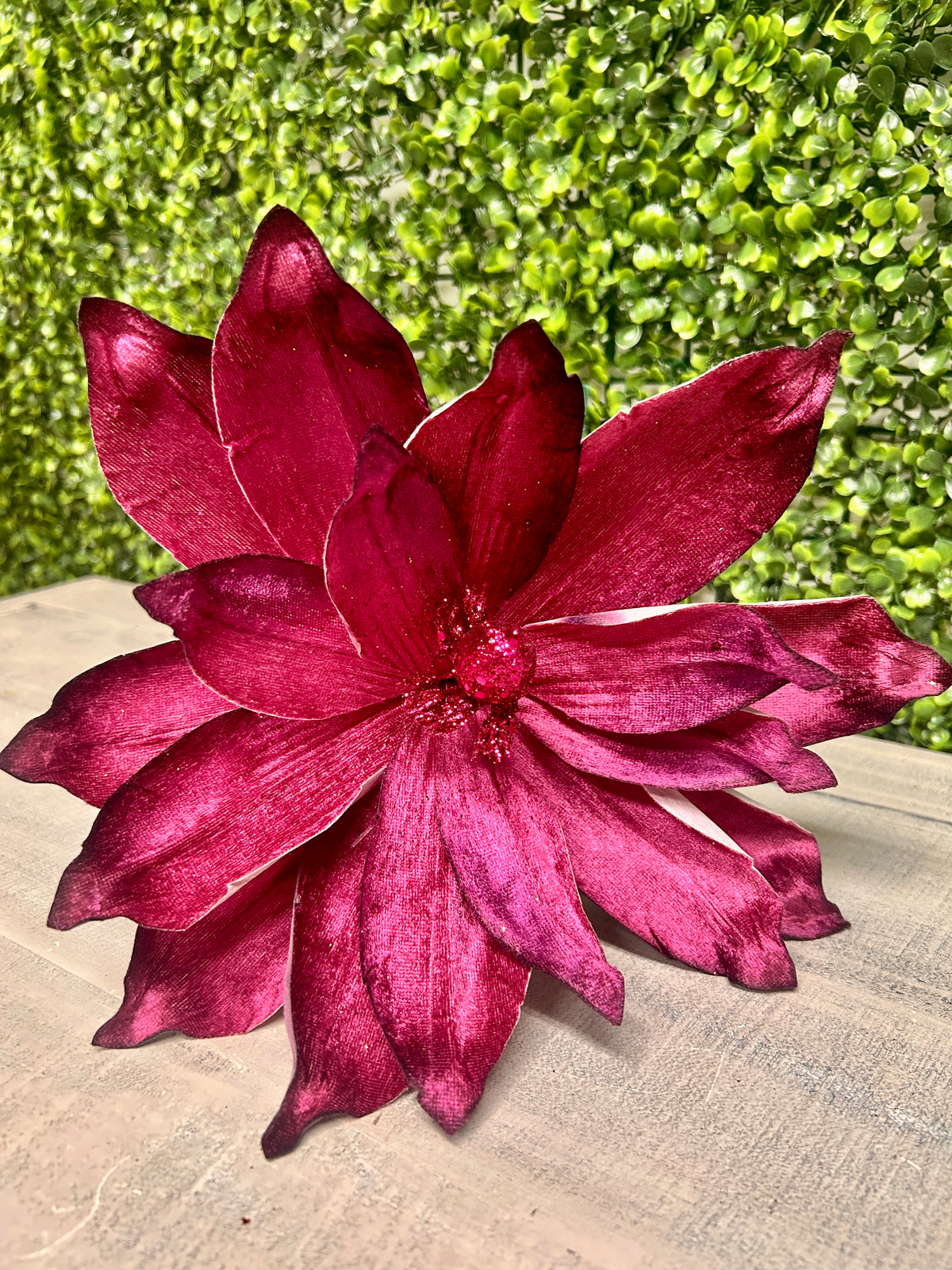 15 Inch Two Tone Plum Moody Velvet Magnolia Stem