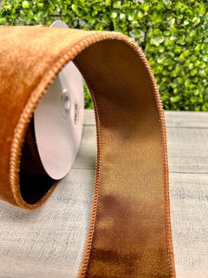 2.5 Inch By 10 Yard Chocolate Deluxe Velvet With Satin Backing Ribbon