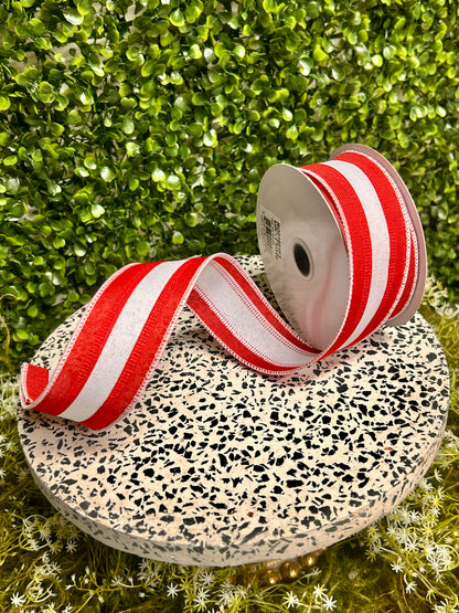 1.5 Inch By 10 Yard Red And White Royal Burlap Ribbon
