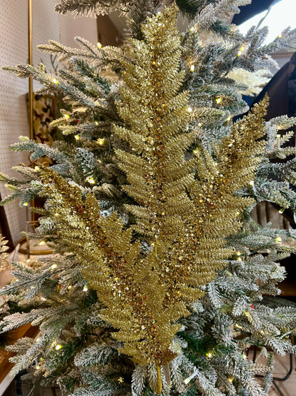 34 Inch Gold Jumbo Glitter Sequin Fern Spray