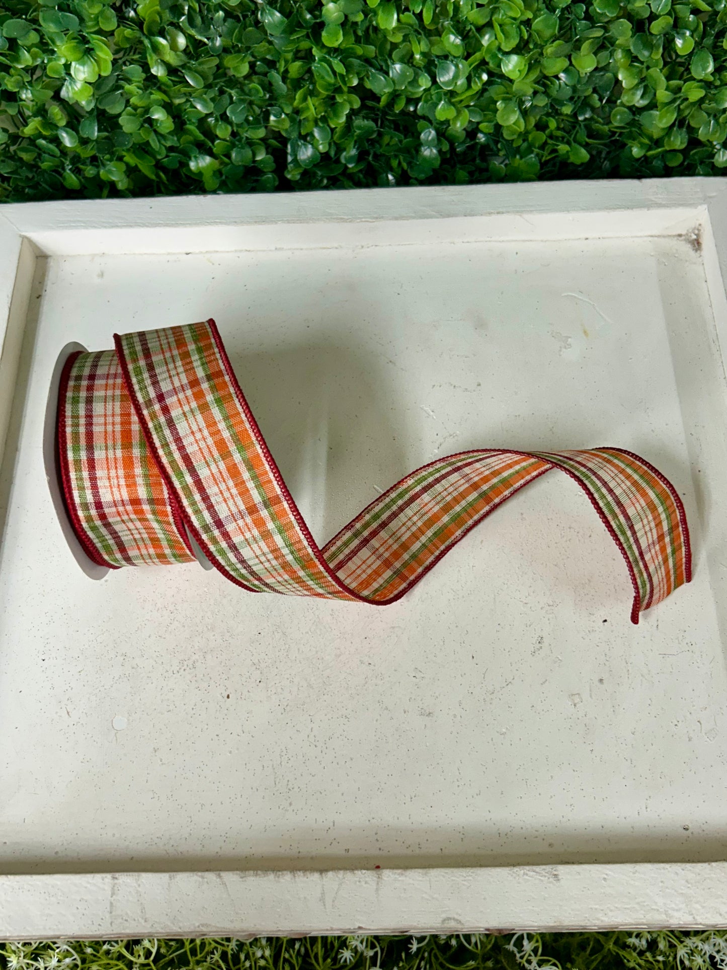 1.5 Inch By 10 Yard Tightly Woven Plaid On Royal Ribbon
