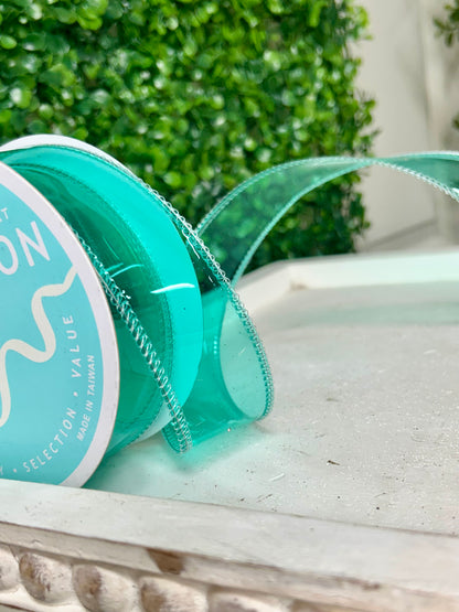 1.5 Inch By 10 Yard Aqua Jelly Ribbon