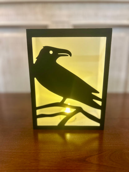 Metal Light Up Raven Lantern
