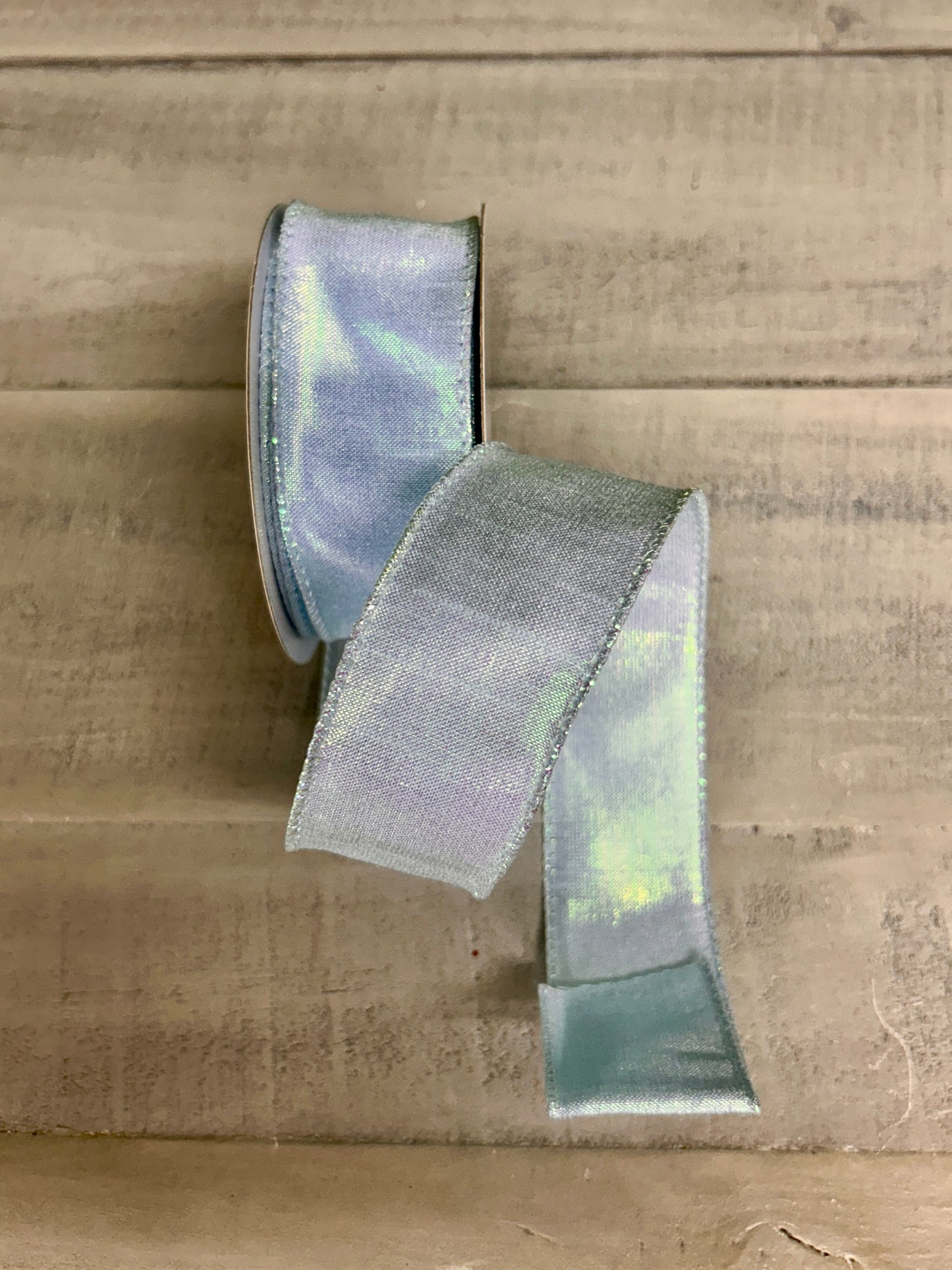 1.5 Inch By 10 Yard Light Blue Iridescent Metallic Ribbon