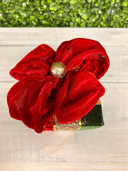 Fabric Velvet Red And Green Gift Box Three Assorted