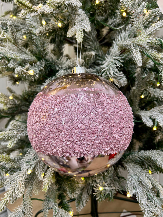 8 Inch Pink Sequin Ball Ornament
