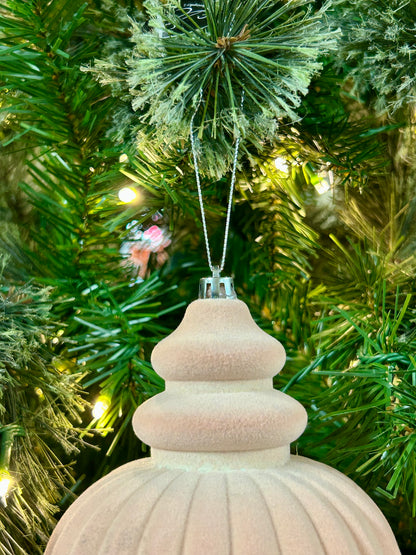 10 Inch Peach Pink Plastic Flocked Finial Ornament