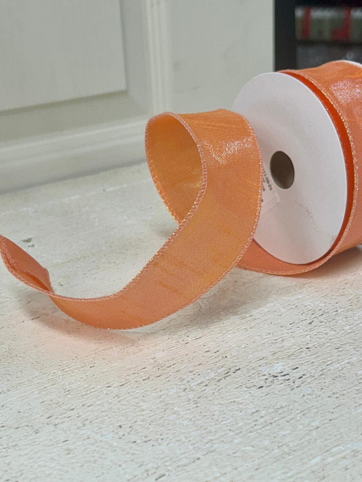 1.5 Inch By 10 Yard Tangerine Iridescent Metallic Ribbon