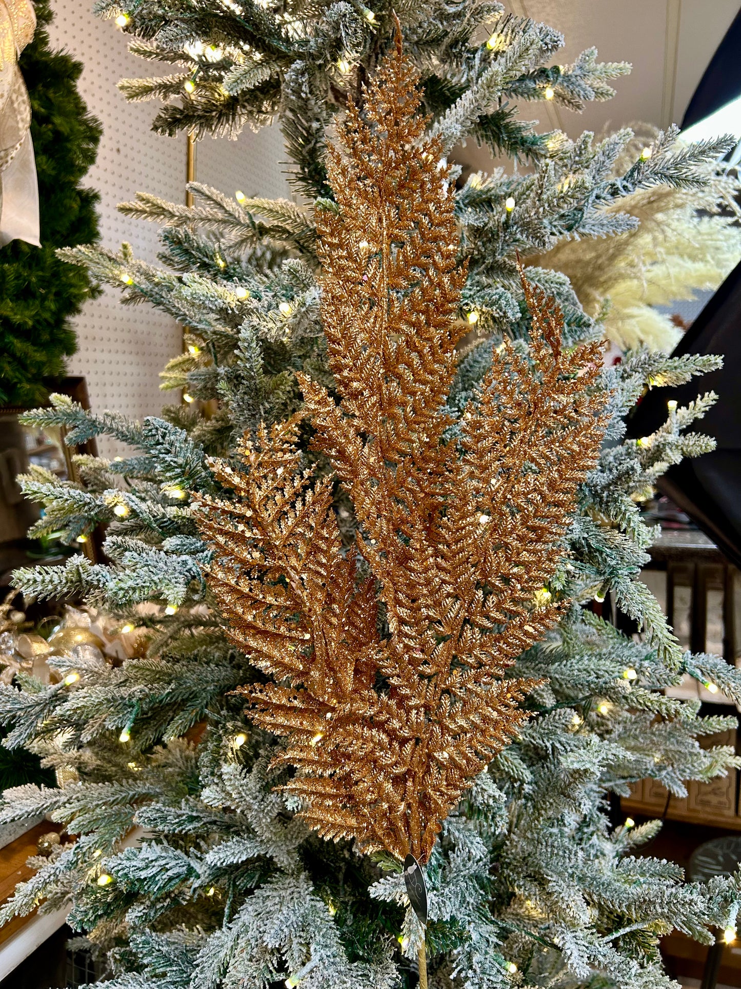 32 Inch Copper Shimmery Glitter Fern Spray