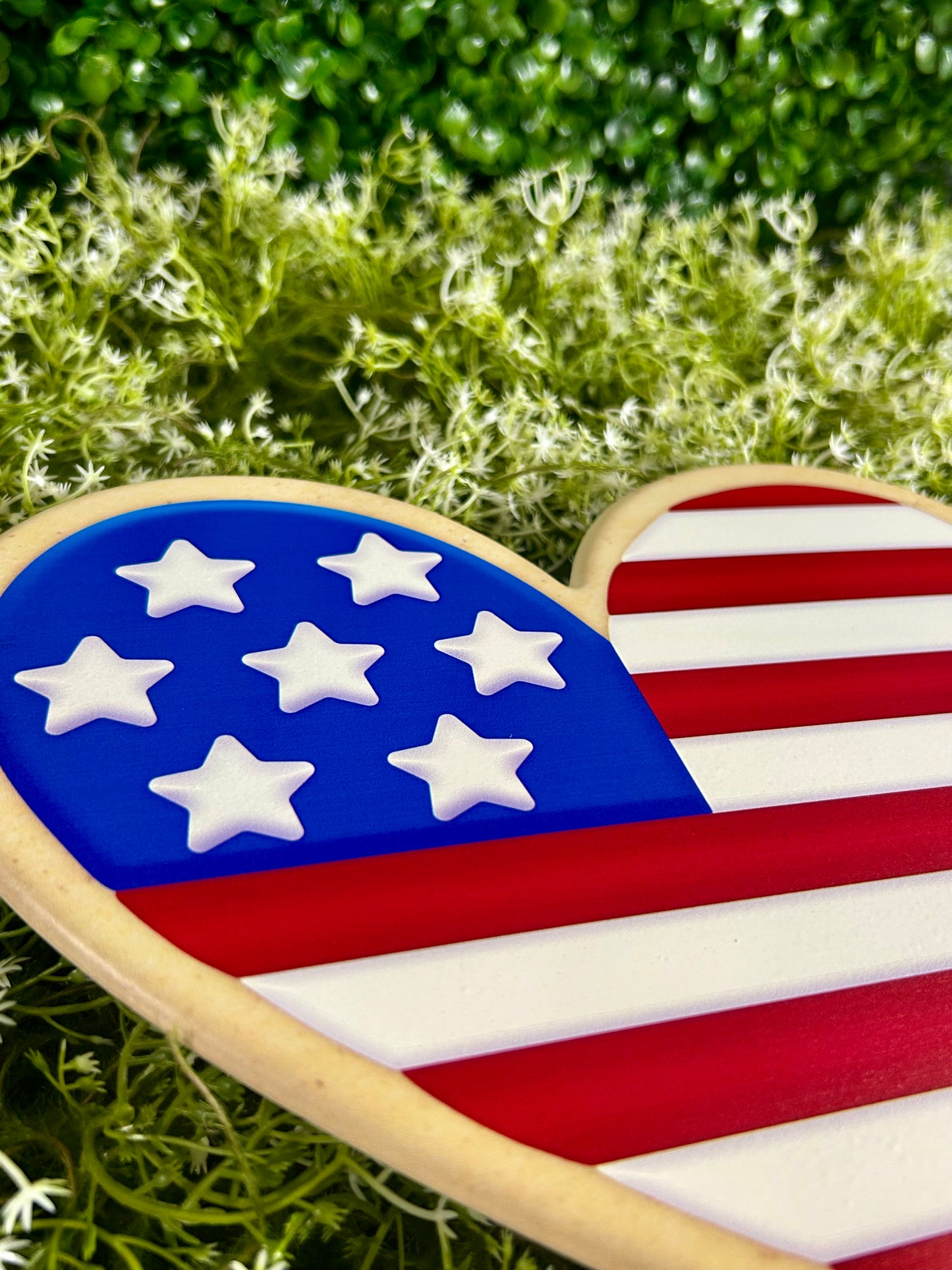 10 Inch Natural Red And Navy Patriotic Metal Sign