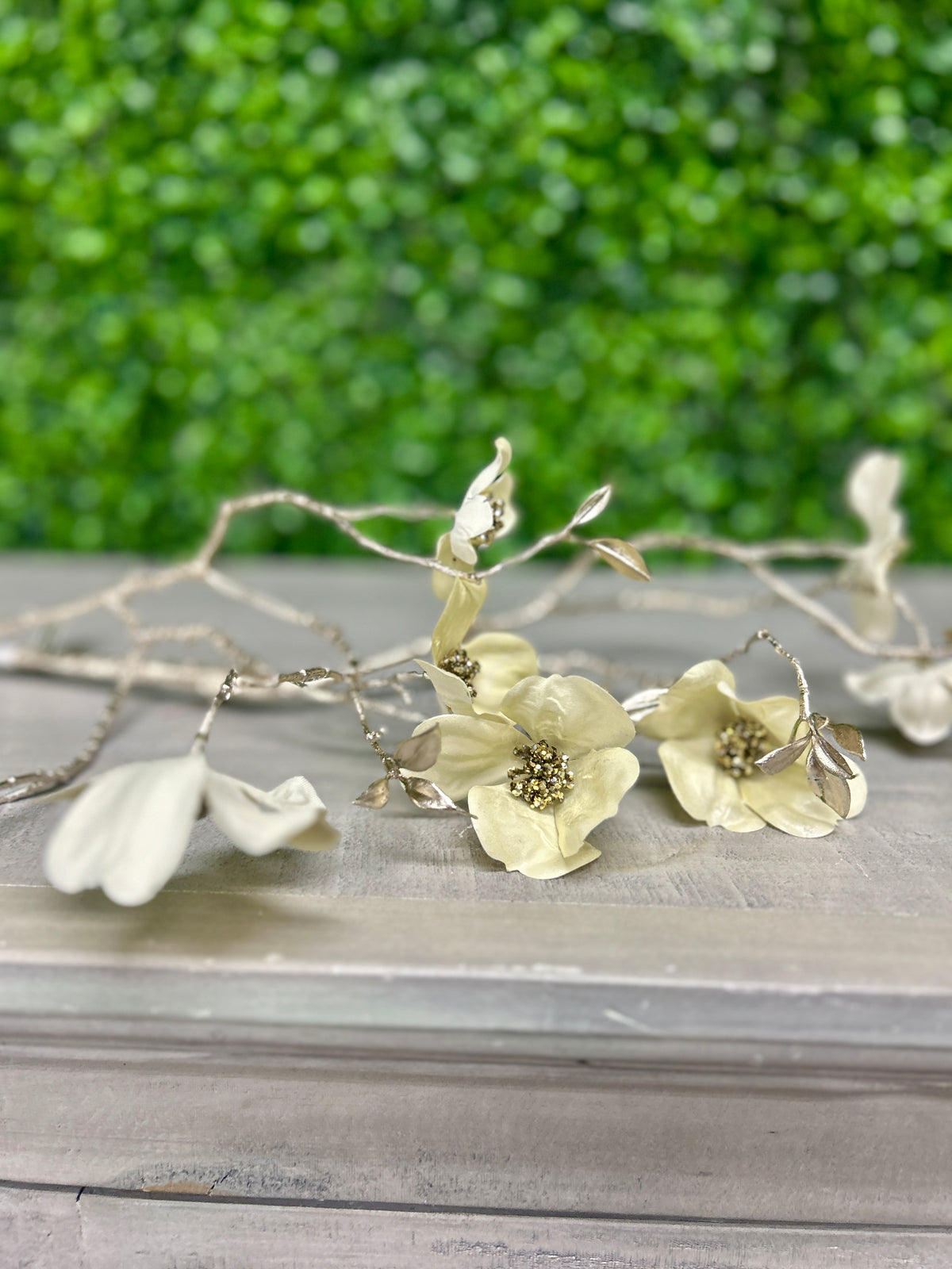 35 Inch Pearl Metallic Dogwood Spray