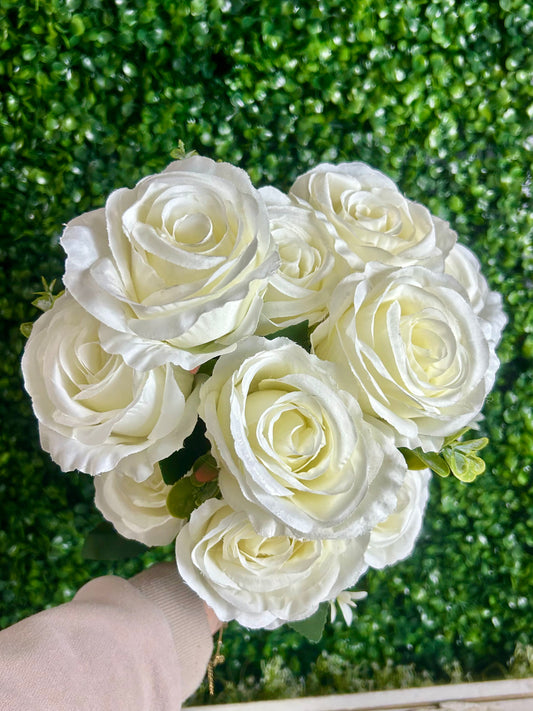 21.5 Inch White Rose Bush