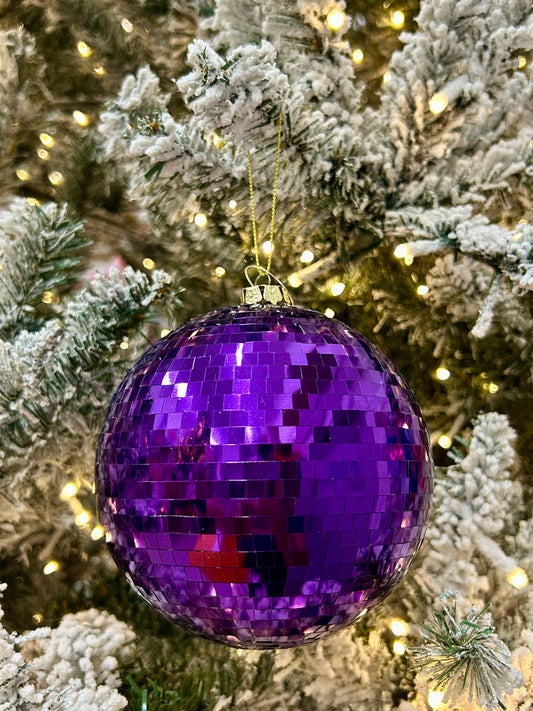 5 Inch Purple Mirror Ball Ornament